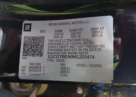 2021 Chevrolet Colorado 4Wd Short Box Wt из США, поврежденный, VIN 1GCGTBEN9M1225474